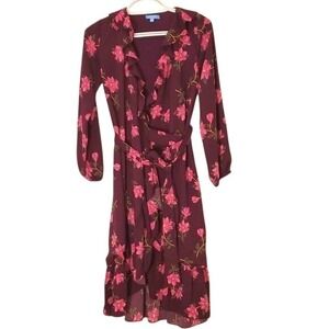 Draper James RSVP Floral Ruffle Wrap Dress Long Sleeve